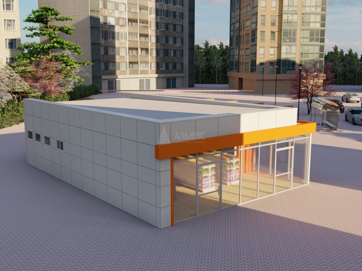 3D визуализация Магазин из сэндвич-панелей - фото 1